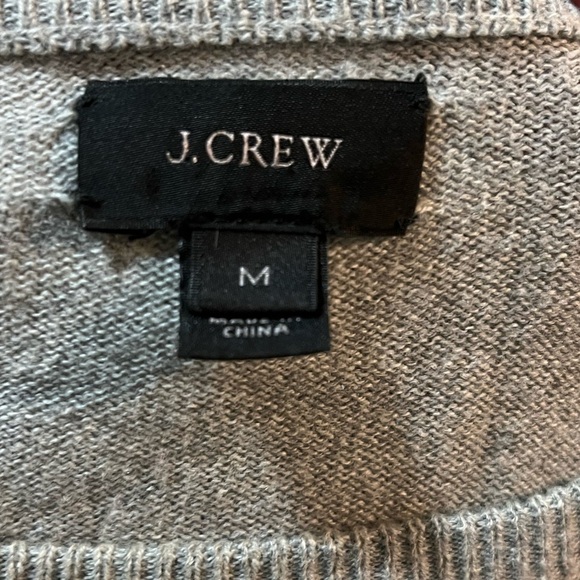 J. Crew Gray and White Striped Crewneck Cashmere Blend Sweater Size Medium - Picture 5 of 7